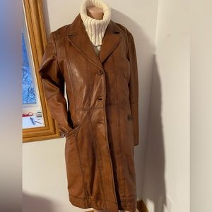 Cognac🌷24”PTP trench leather lined coat blazer longline d…
